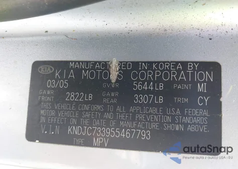 2005 Kia Sorento Ex/Lx из США, поврежденный, VIN KNDJC733955467793